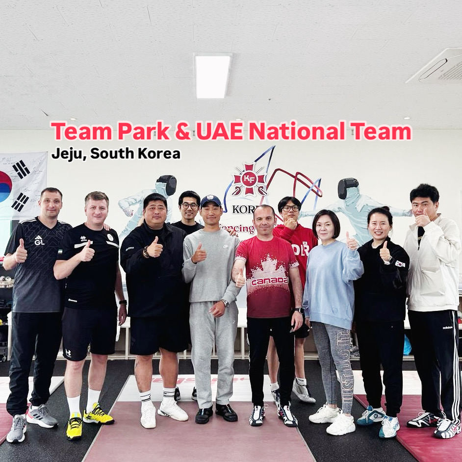 International fencing coaches and representatives in Jeju, South Korea, including Coach Yousef Alaghehband